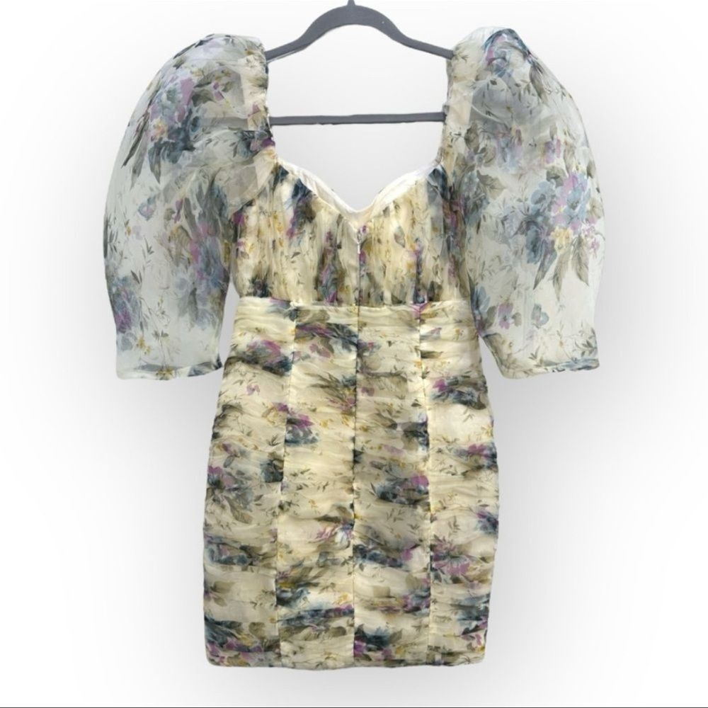 ASOS Design Puff Sleeve Floral Mini Dress  Size 2 - Picture 2 of 7